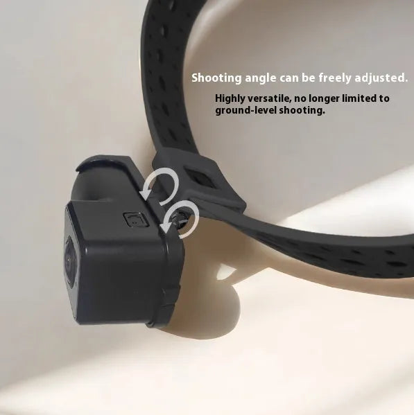 Black Wi-Fi camera neckband recorder showing compact design with recording functionality