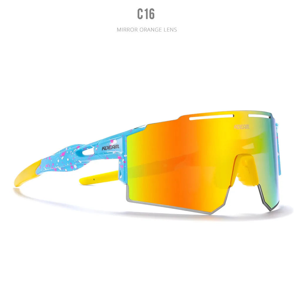 Polarised cycling sunglasses with frameless ultralight TR90 frames in a sporty style.