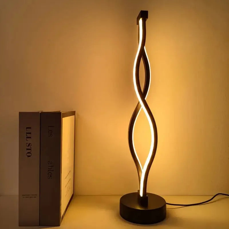 Black aluminium desk lamp with three-colour dimming button and touch control