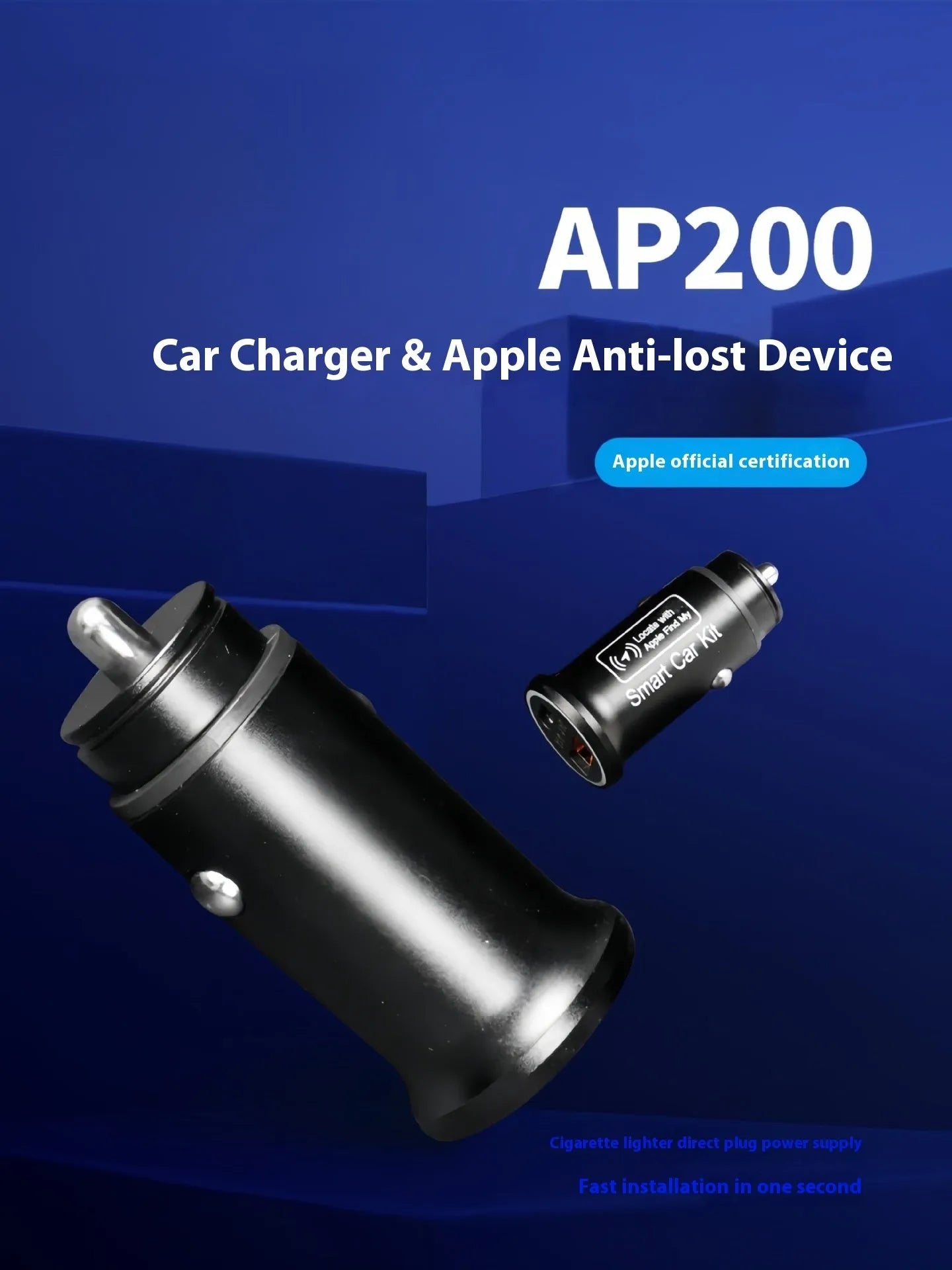 Black car GPS locator with magnetic base for cigarette lighter connection in vehicle