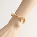 Gold electroplated rutilated quartz bracelet with Korean style design and crystal materials