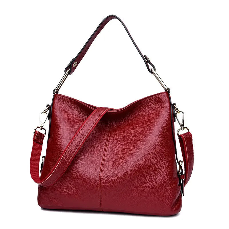 Genuine leather crossbody bag vertical square shape with multiple internal compartments in black colour