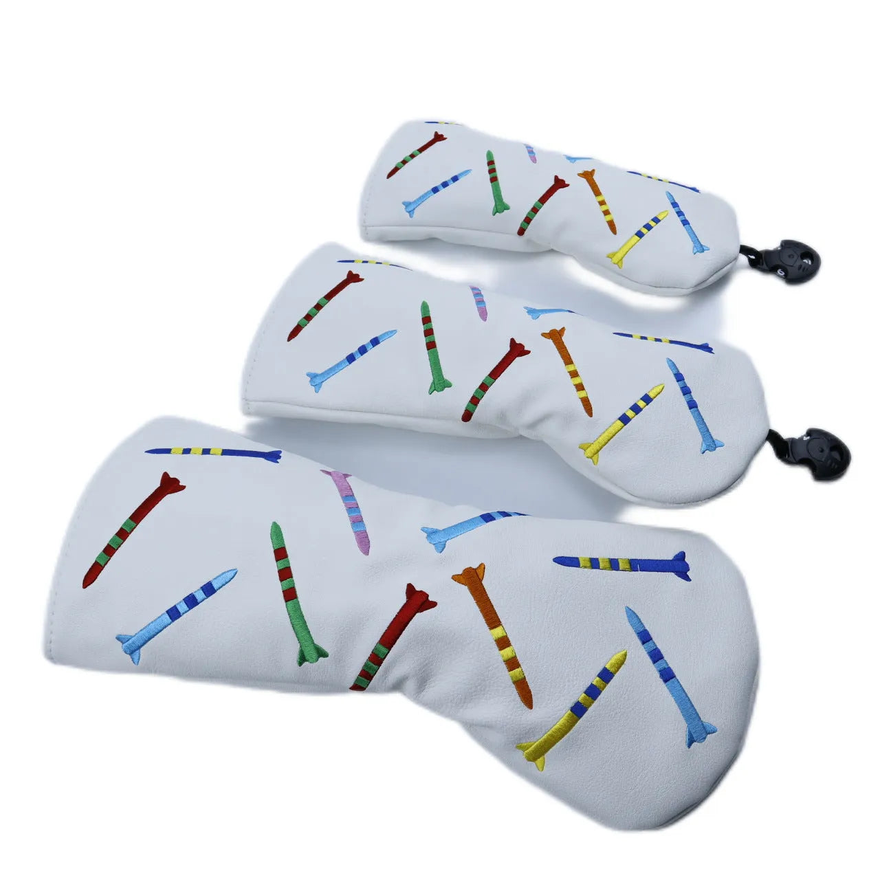 Black and white golf practice pole sets in three sizes for training and fitness