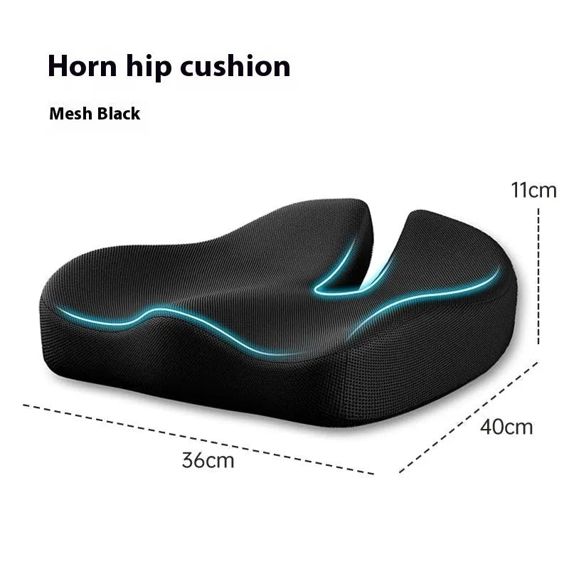 Memory foam office chair cushion shown in light grey colour with dimensions 36x40x11cm