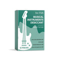 Single unit of musical instrument desiccant for placement inside instrument cases to control humidity.
