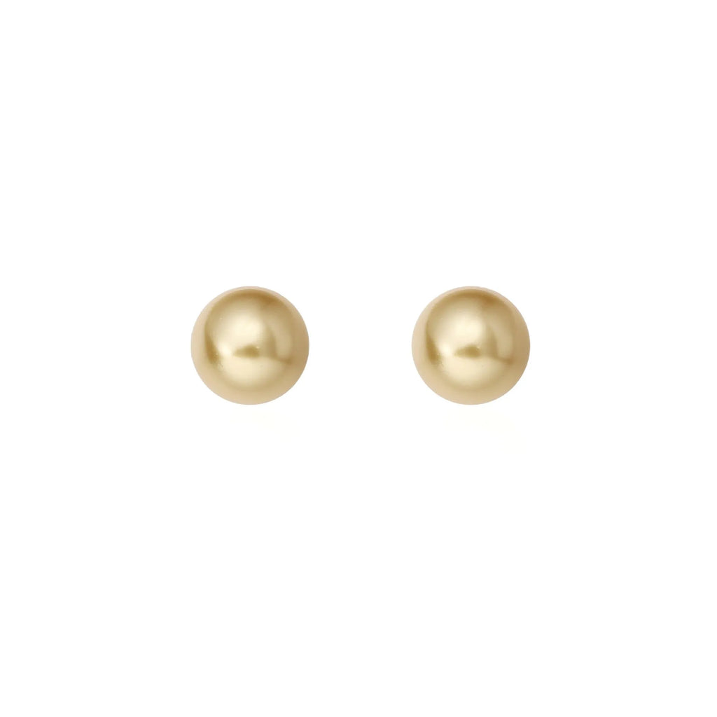 Large retro-style pearl stud earrings for women with a geometric eight-pointed star setting.