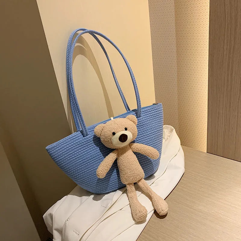 Cotton and linen woven bag with dumpling-shaped design in multiple colour options