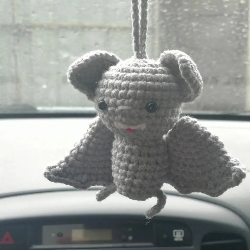Plush hand-woven cartoon automobile hanging ornament for rear-view mirror decoration