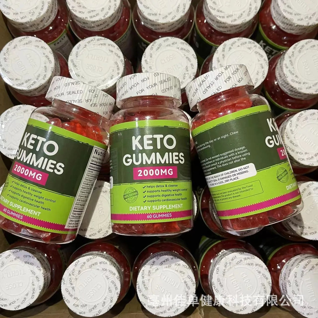Bottle of organic keto BHB vinegar vitamin candy containing 60 soft pectin tablets for dietary supplementation