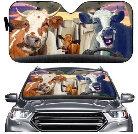 Telescopic aluminium foil car sun visor extended on a car windshield
