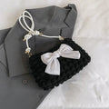 Women's one-shoulder canvas handbag in horizontal square shape with sandwich pocket