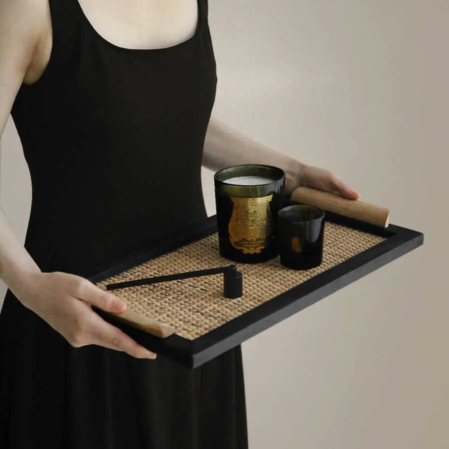 Pine wood compartment dining tray with divided sections in large and small size options