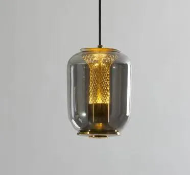 Nordic minimalist chandelier in clear, cognac or smoky grey colour 16cm diameter