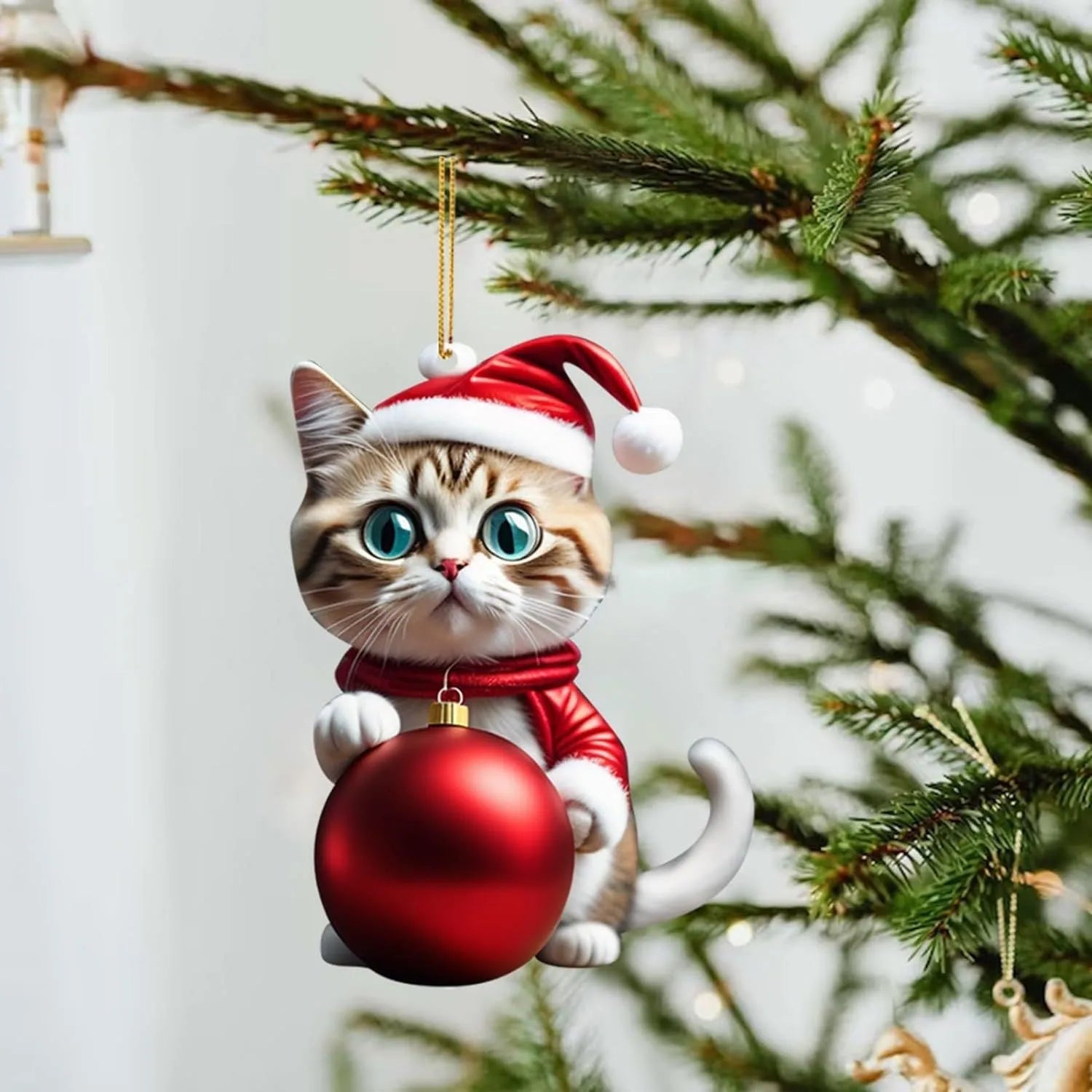 Christmas cartoon kitty car hanging ornament in acrylic with colourful design options