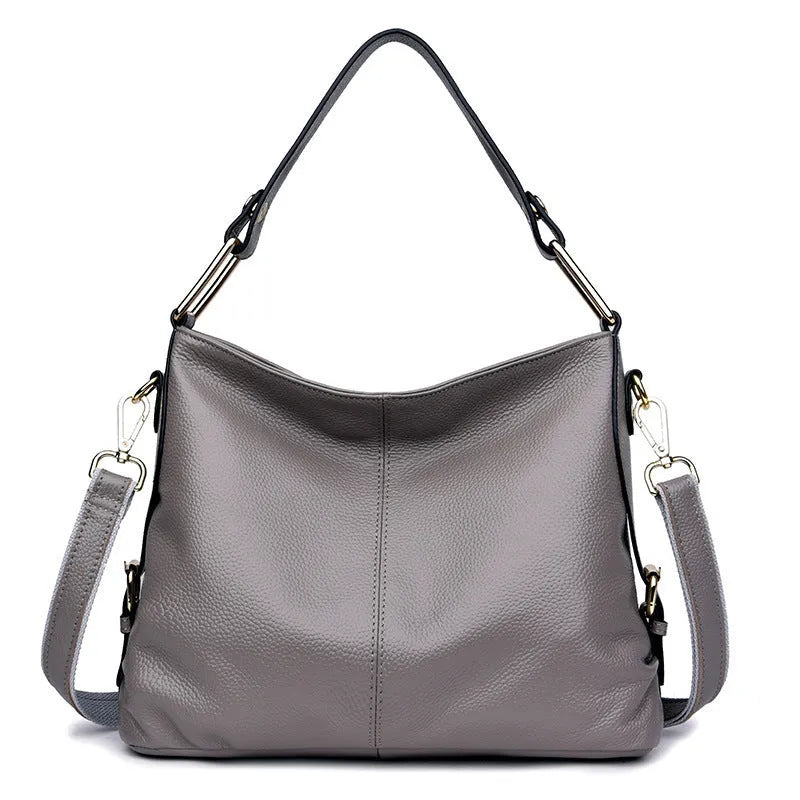 Genuine leather crossbody bag vertical square shape with multiple internal compartments in black colour