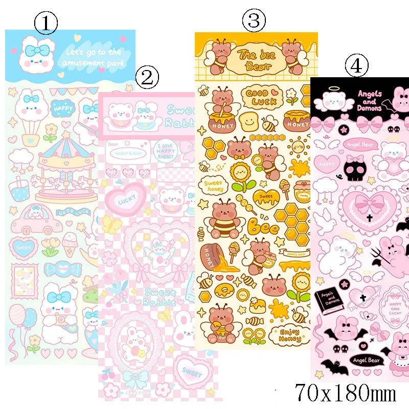Colourful PVC waterproof cartoon stickers for agenda notebook and office stationery decoration