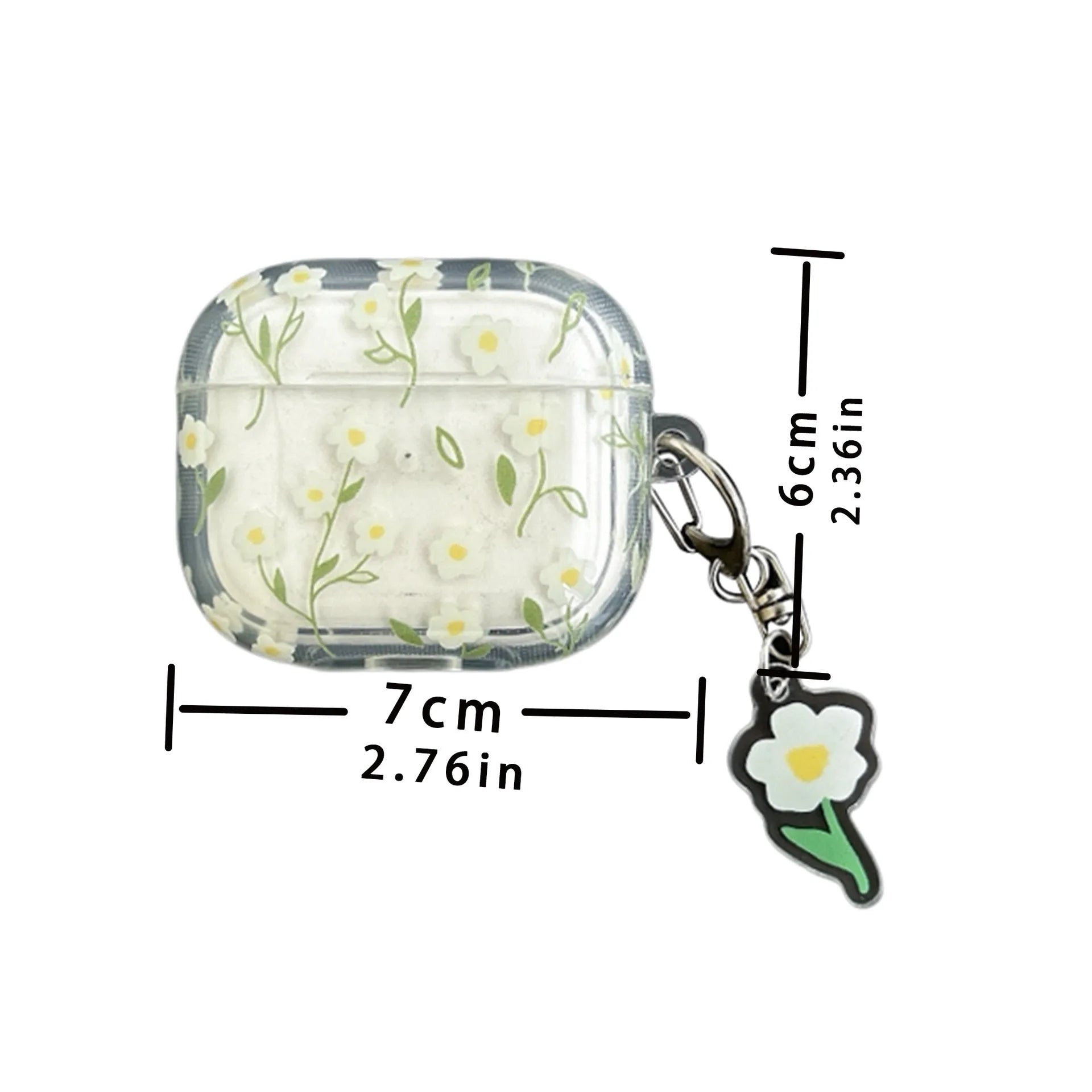 White floral patterned transparent TPU protective cover for Apple AirPods charging case