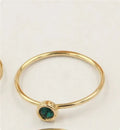 Women's knuckle ring with gilded GF setting and zircon stones on adjustable copper band