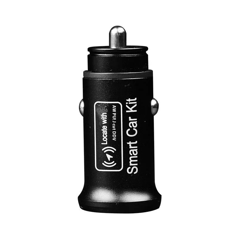 Black car GPS locator with magnetic base for cigarette lighter connection in vehicle