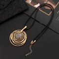 Gold geometric alloy pendant necklace with snakeskin wax rope chain adjustable from 51 to 80cm