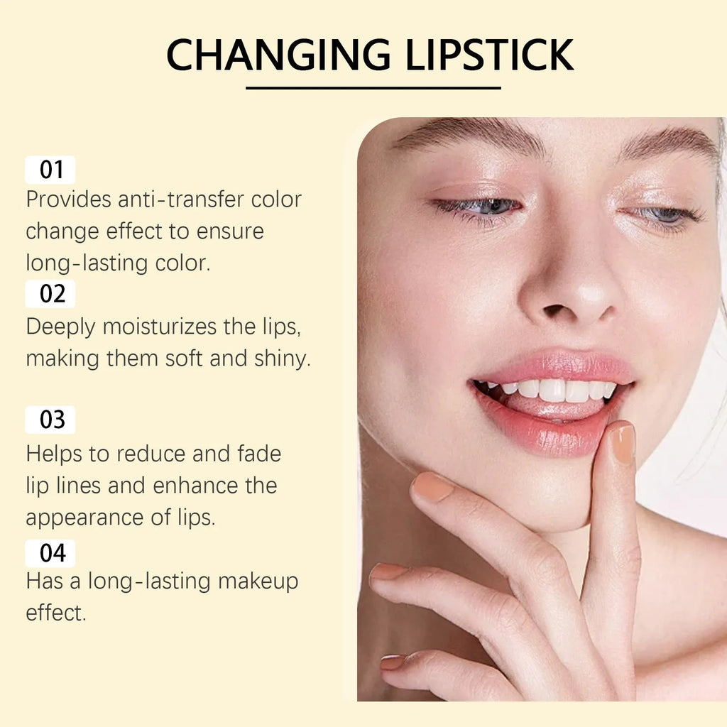 Gold foil lipstick tube with 3.5g nourishing formula containing hyaluronic acid and vitamin E