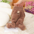 Four-legged thick plush dog clothes with high collar and towing ring in blue colour