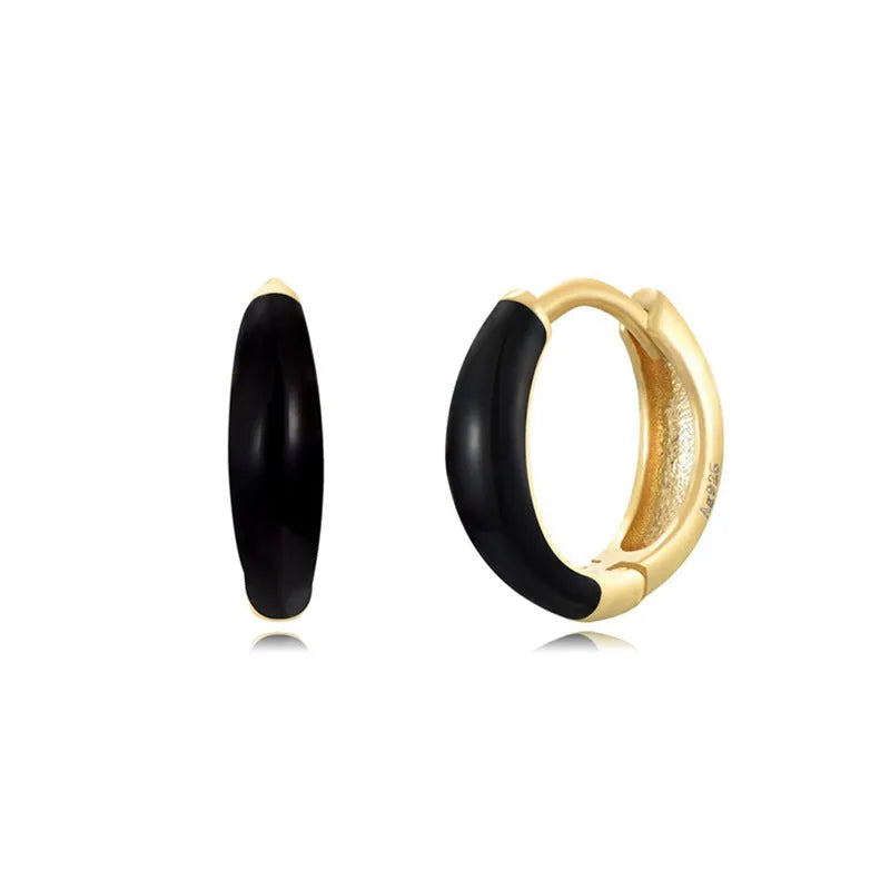 Geometric U-shaped oval earrings with colour epoxy finish in seven colour options