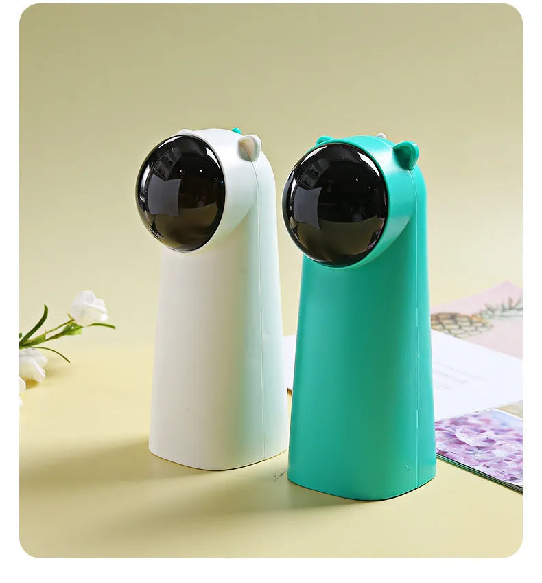 Automatic LED red laser cat teaser pole in green and white plastic pet toy