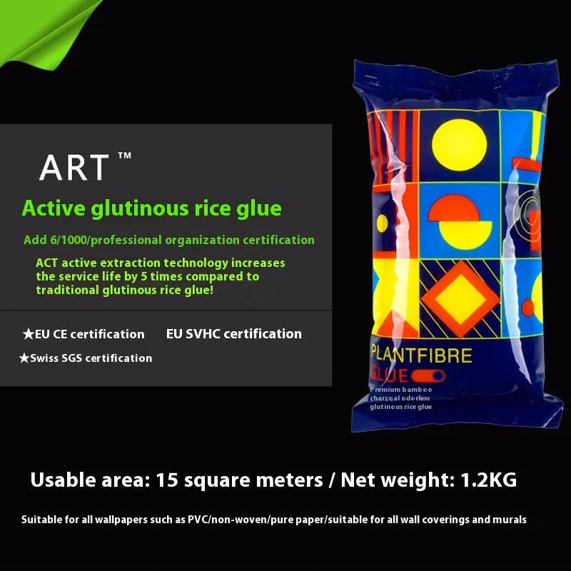 Three rolls of glutinous rice wallpaper glue adhesive labelled Glue E, formaldehyde-free and environmental protection