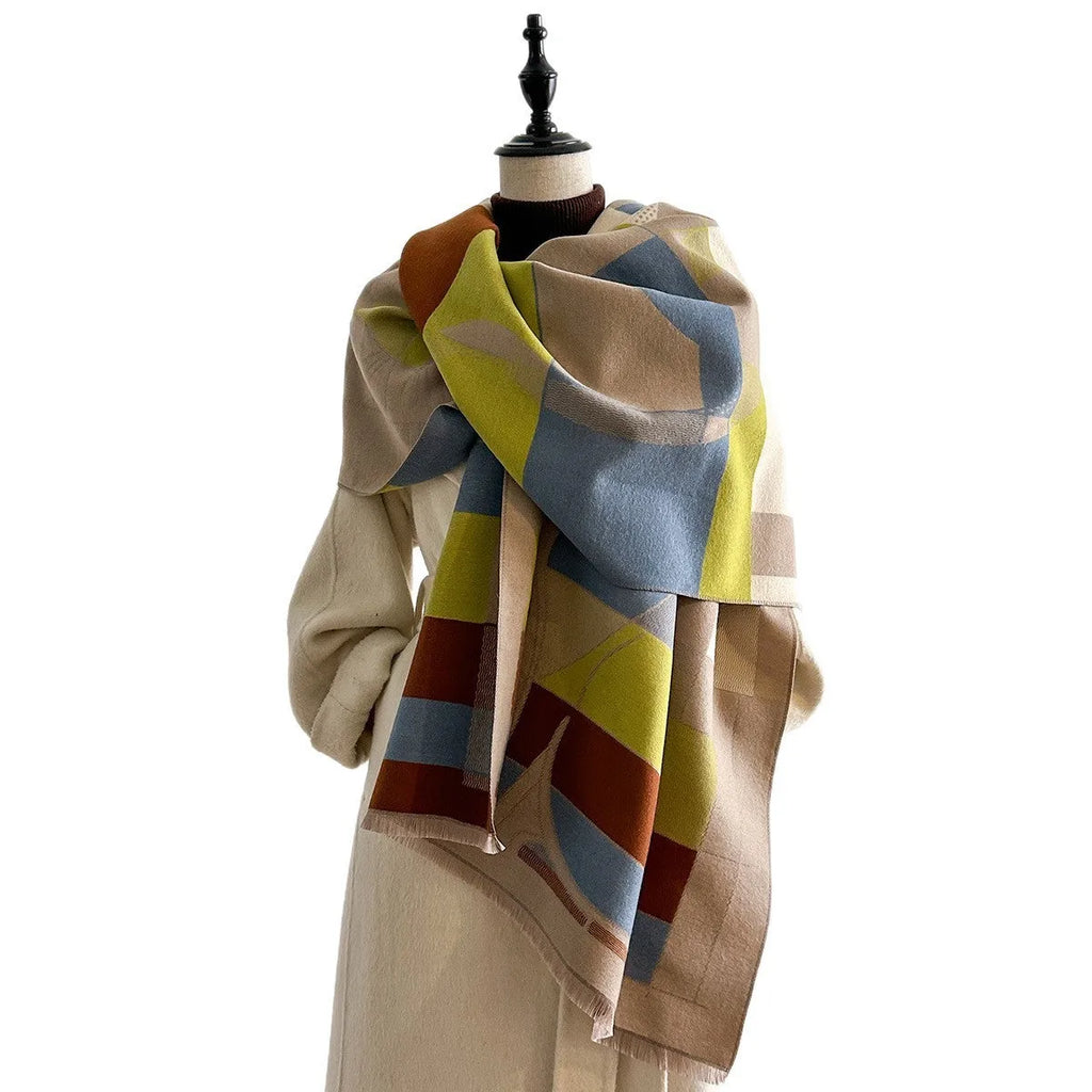 Imitation cashmere scarf shawl in various colours showing 185x65cm dimensions