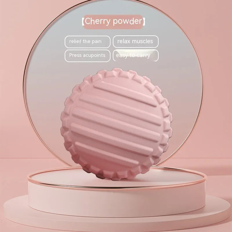 Blue TPR foot massage ball with 6cm diameter on a plain background