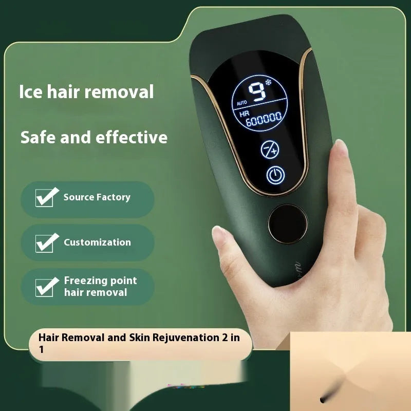Freezing point hair removal device in white colour with sundial design and ice cooling function