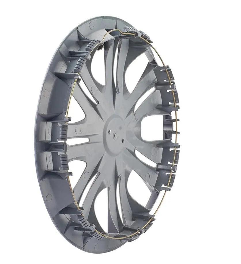 Universal monochrome ABS plastic wheel hub cover in silver, electroplating or black finish.