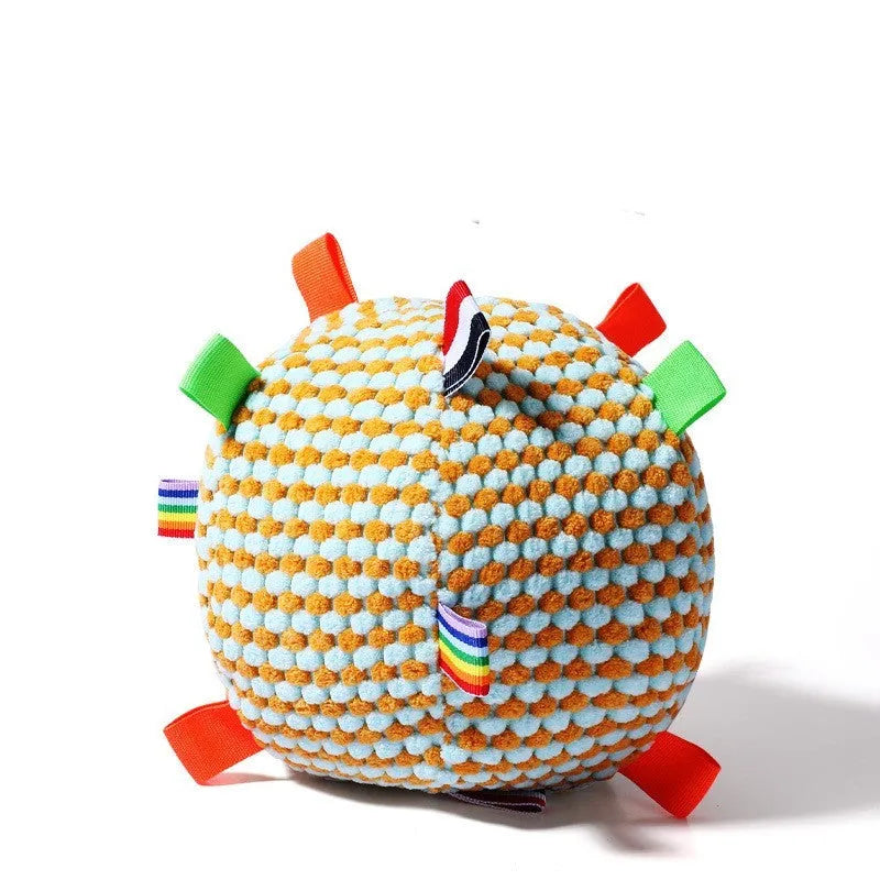 Blue pineapple lattice dog vocal ball toy with rolling ring design measuring 17cm in diameter