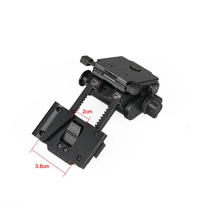 Metal alloy L4 G24 night vision helmet mount with breakaway base in dark earth sand colour