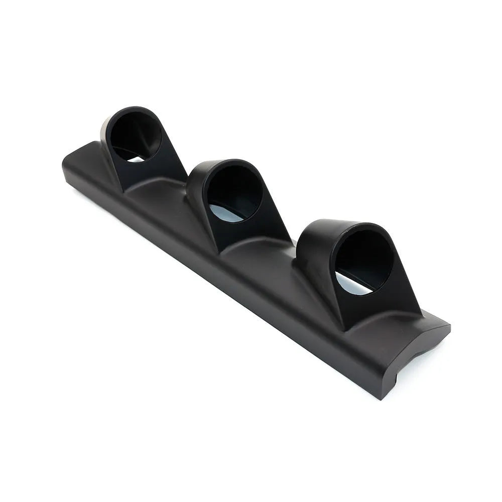 Black ABS instrument stand for 52mm gauges with three mounting holes in right drive configuration