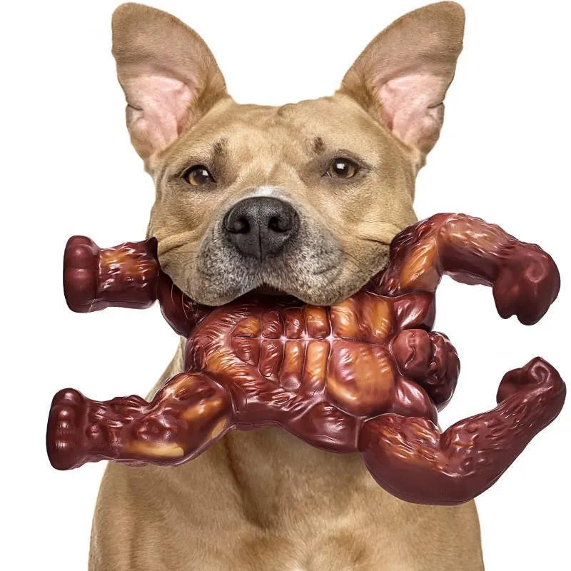 Scarlet red nylon dog chew toy with textured surface measuring 10.7×17.2×5cm