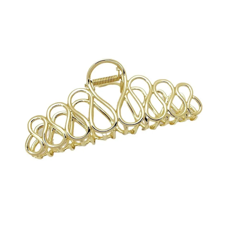 Gold or silver electroplated large minimalist updo hair clip with tassel detail for thick hair