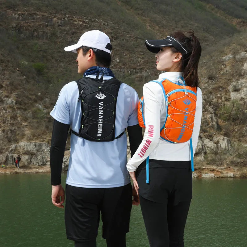 Ultra-light cross-country outdoor backpack in streamer orange colour with an air pillow belt.