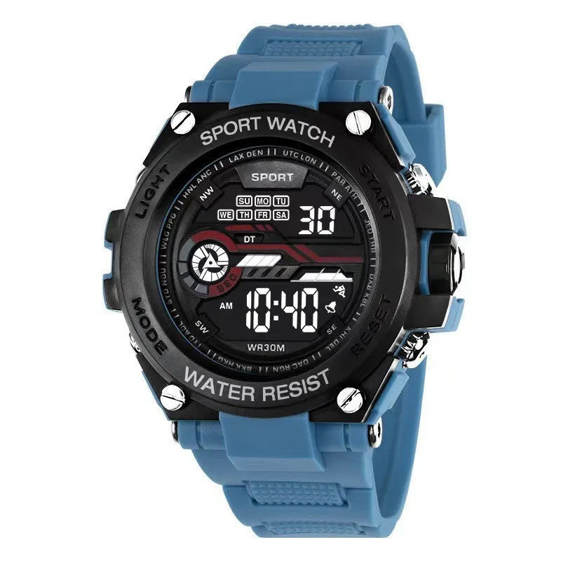 Fashion electronic digital watch for teenagers and students available in multiple colours with quartz movement
