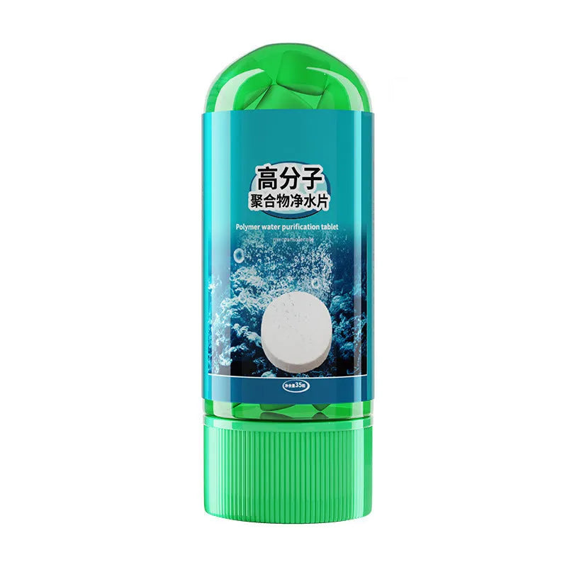 Bottle of 35 polymer fish tank water purification tablets for deodorizing tropical and cold water ornamental fish tanks