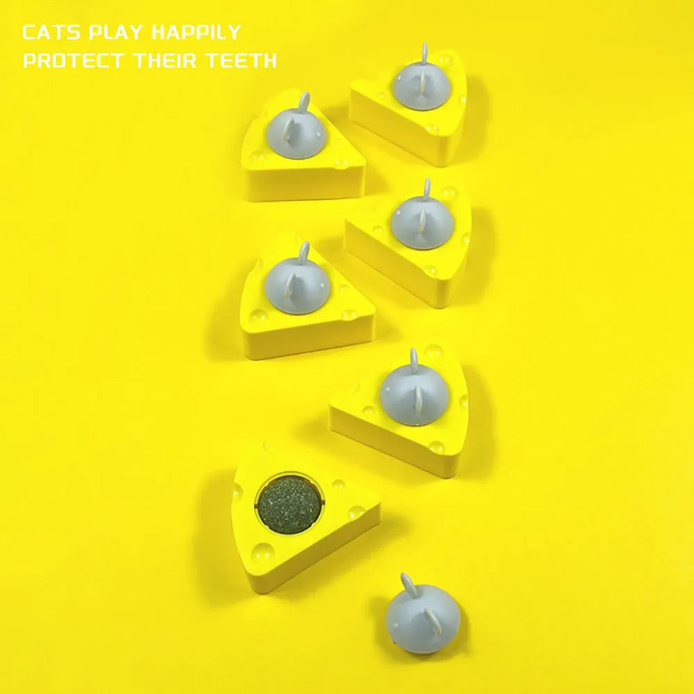 Yellow catnip toy balls with natural catnip and silvervine for teeth cleaning and indoor cat entertainment