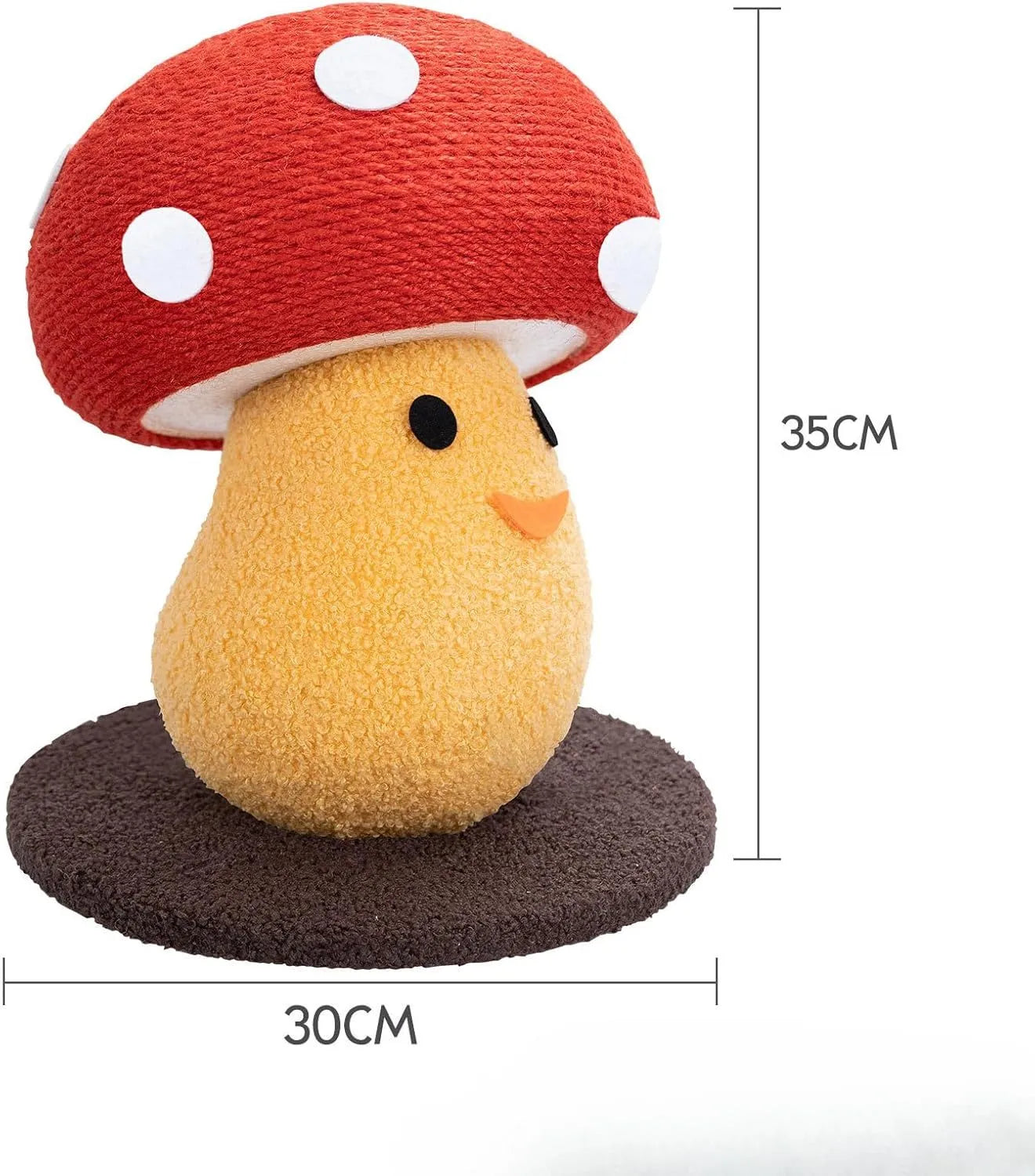 Foldable mushroom-shaped cardboard cat scratcher with accordion design on a floor