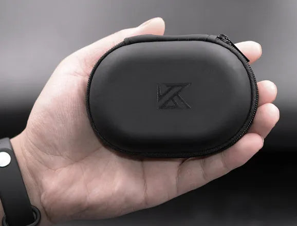 Black oval leather earphone storage case for EDX PRO and compatible headphone models