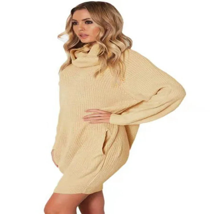 Women's lapel neck sweater in light apricot with a loose slimming fit and a chest pocket.