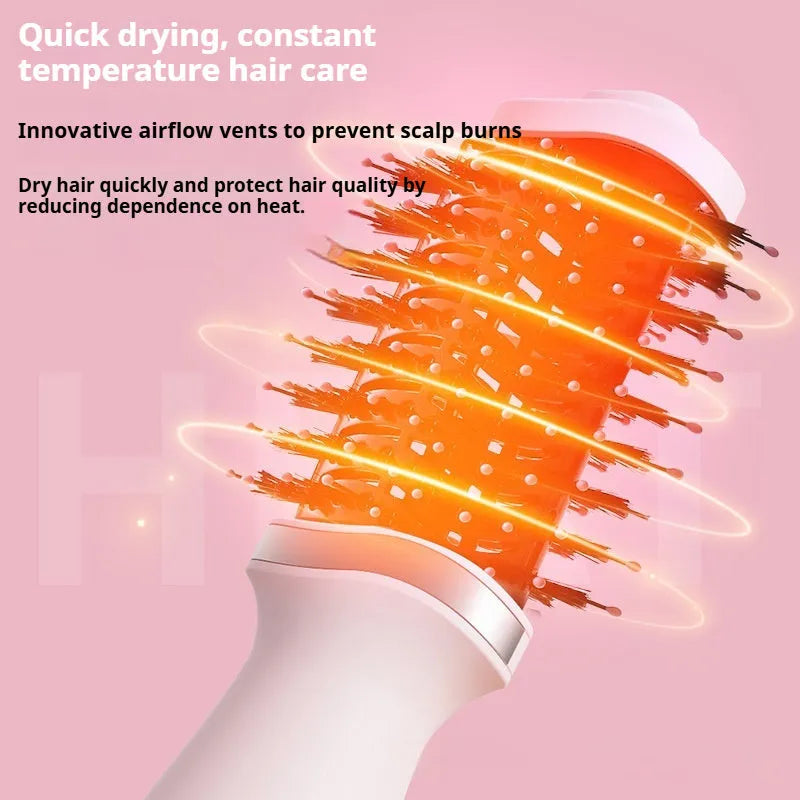 Pink multifunctional hair dryer with dual-use curling comb attachment