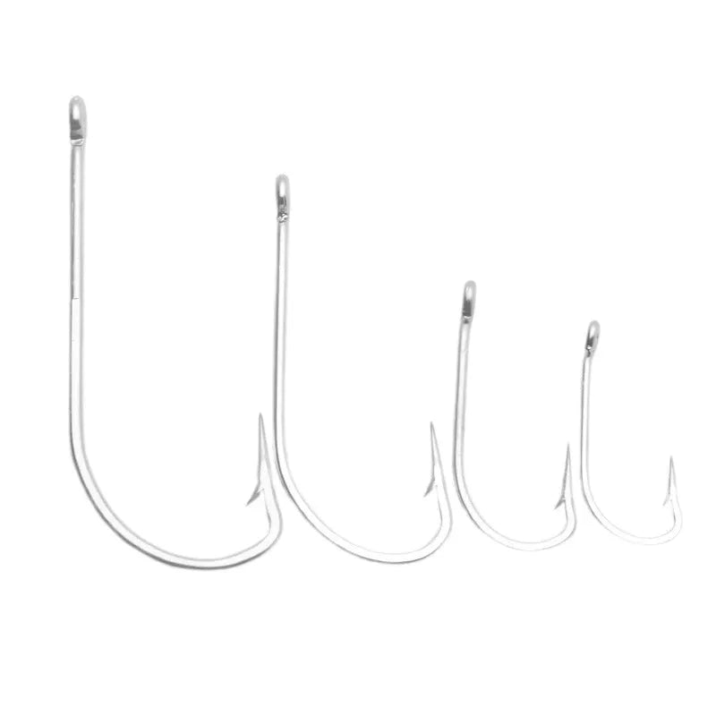 Multi-specification stainless steel sea fishing hooks for ocean boat fishing in alloy material.