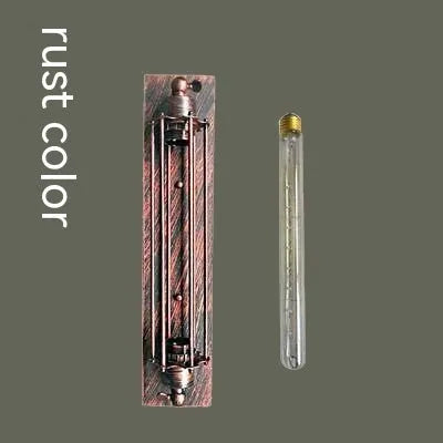 Industrial retro flute design iron wall lamp in black bronze rust or silver finish measuring 110mm by 470mm