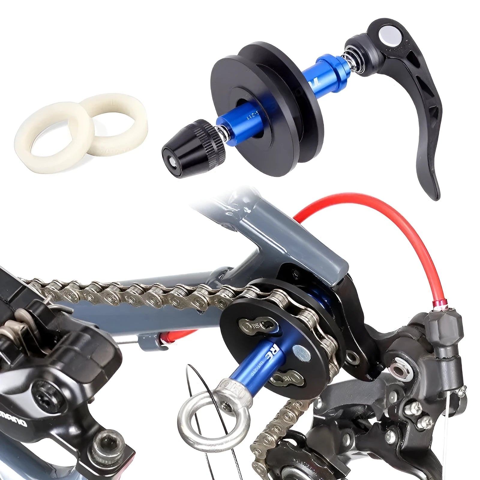 Aluminium bicycle chain holder tool with three format versions for workshop maintenance