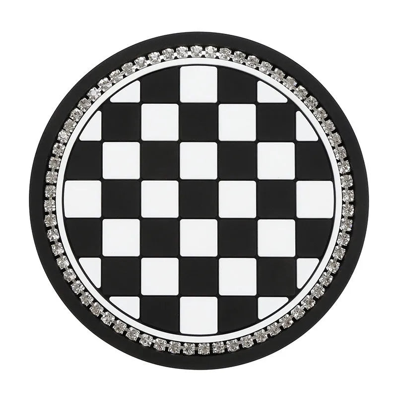PVC car cup holder mat insert in choice of four patterns for door slot protection